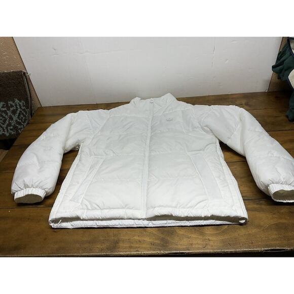 Adidas Puffer Jacket Coat Insulated Women's Medium White Trefoil Logo - Picture 1 of 16